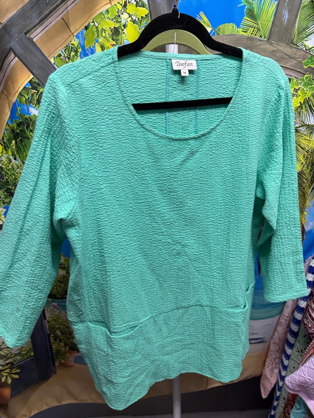 Toofan Mint Green Textured Scoop Neck Top